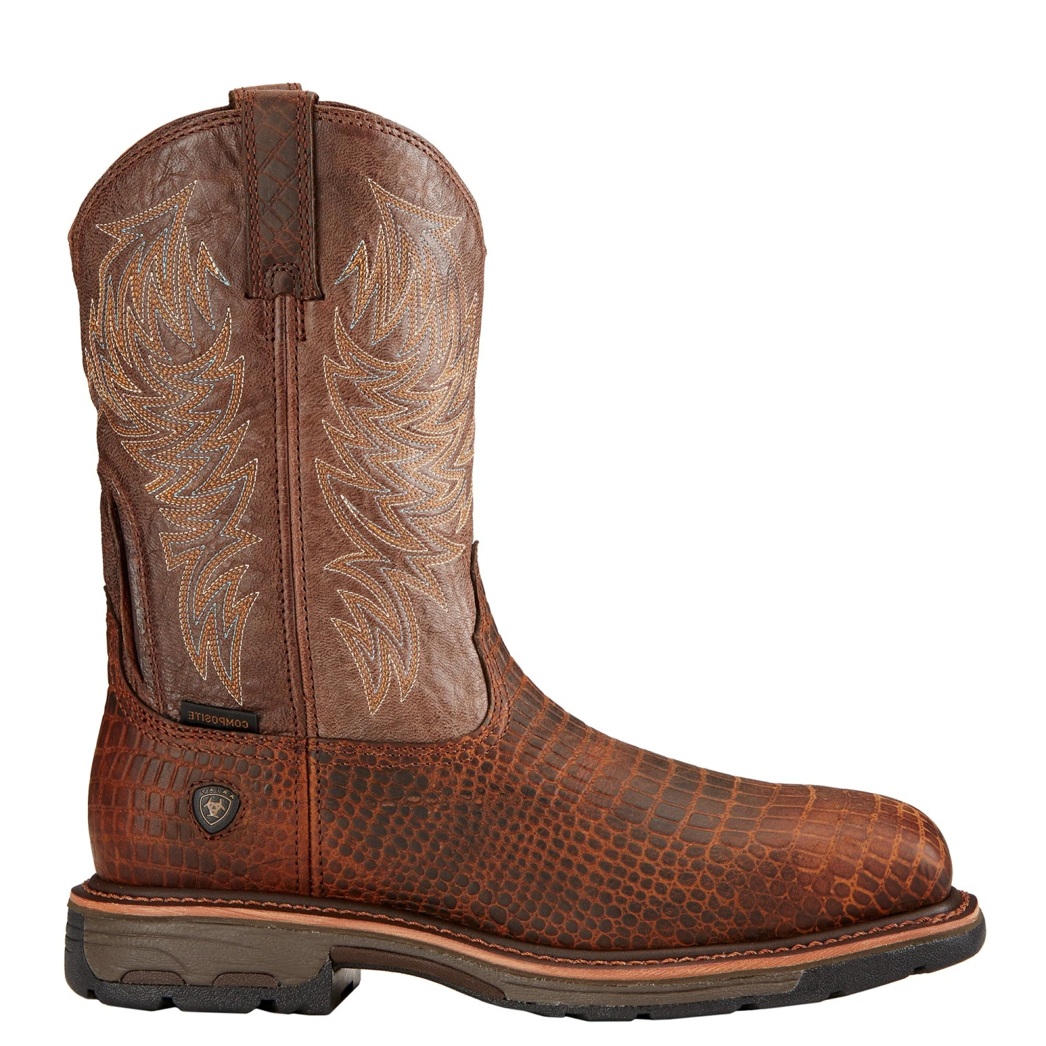 Ariat® Men's WorkHog Brown Croco Print Composite Toe Boots 10017416 - Image 3