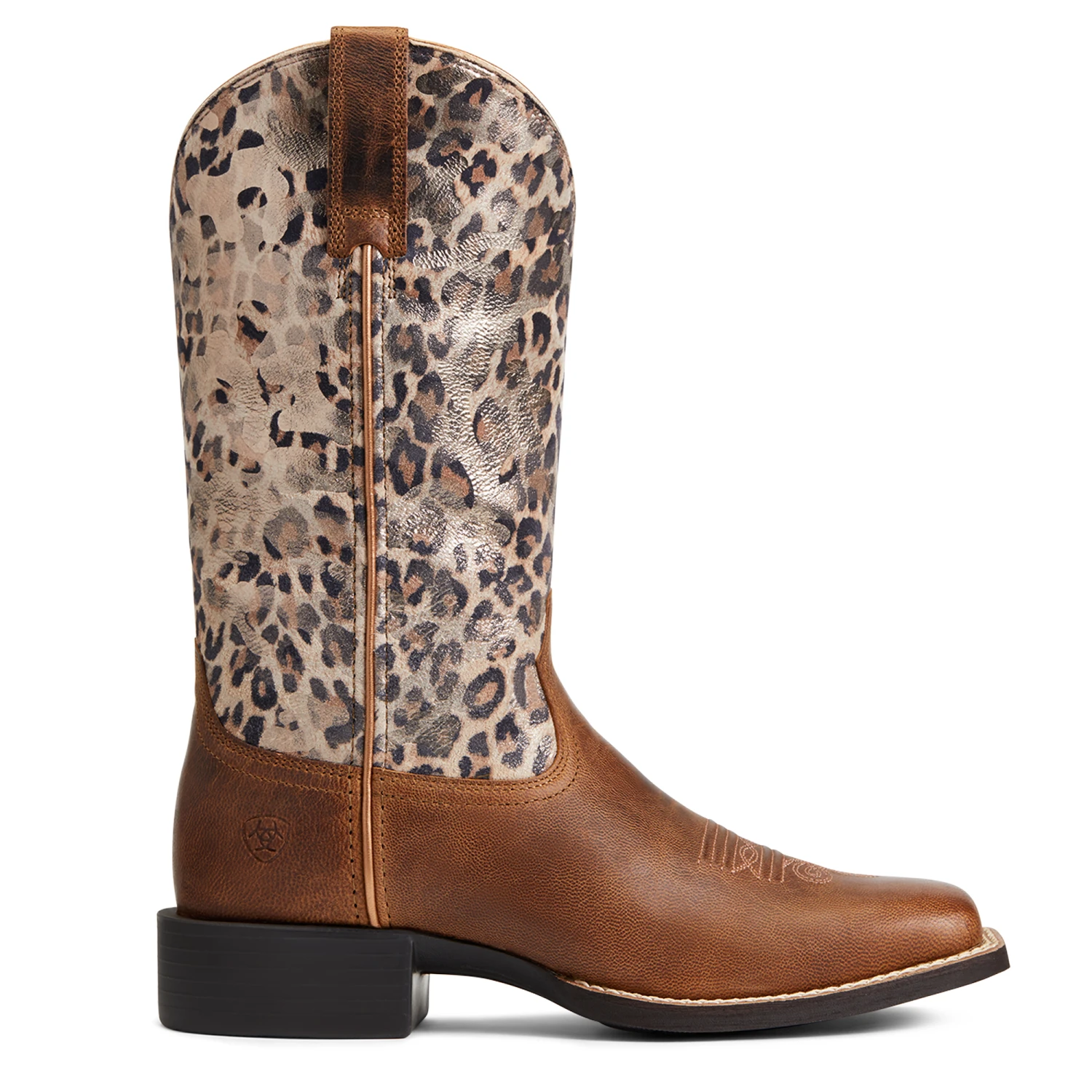 Ariat Ladies Round Up Pearl Brown & Leopard Wide Square 10040363 - Image 3