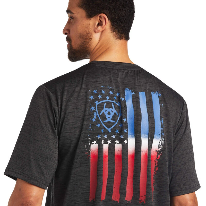 Ariat® Men's Charger Vertical Flag Graphic Charcoal T-Shirt 10040632 - Image 3