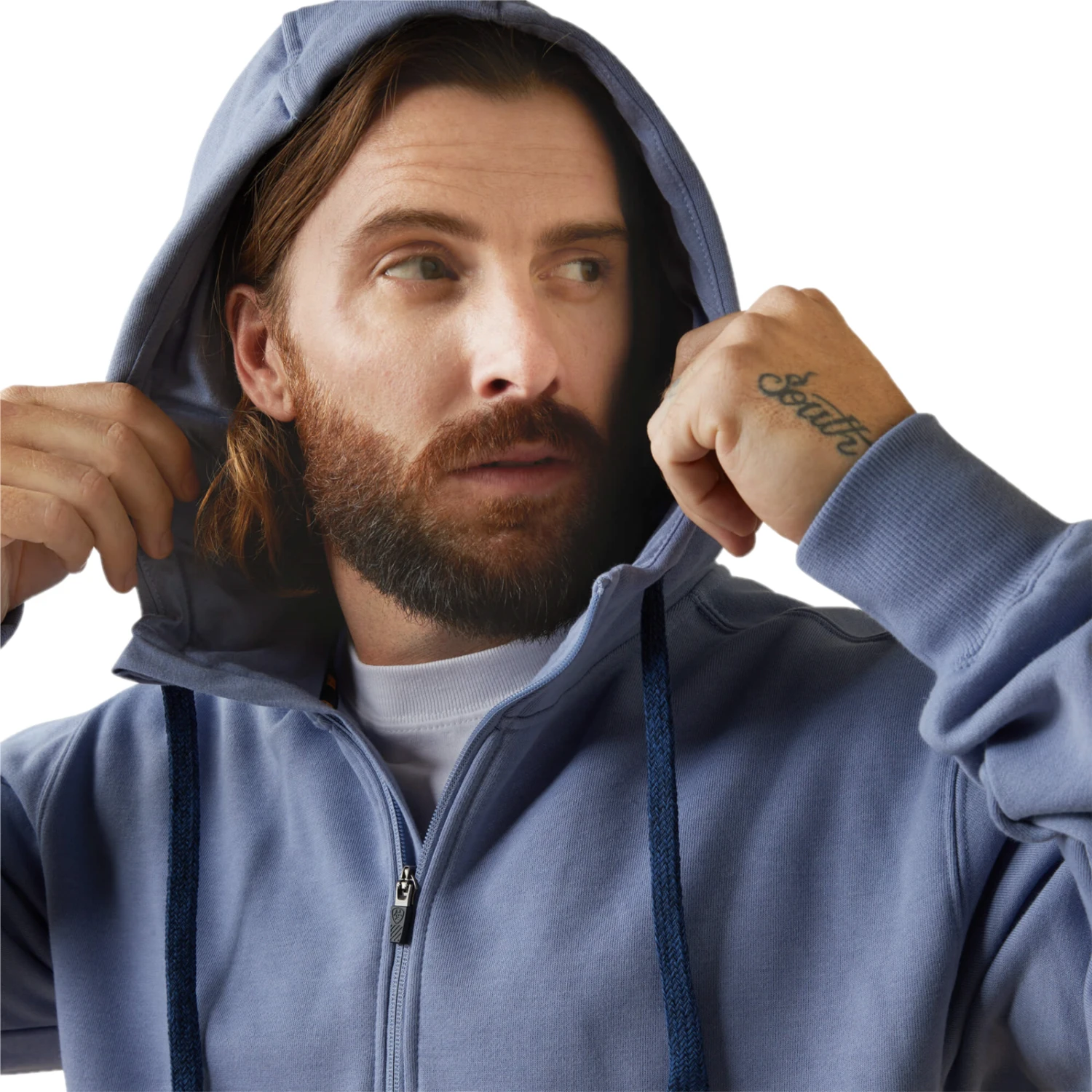 Ariat® Men's Rebar Workman 1/4 Zip Blue Heather Hoodie 10043368 - Image 2