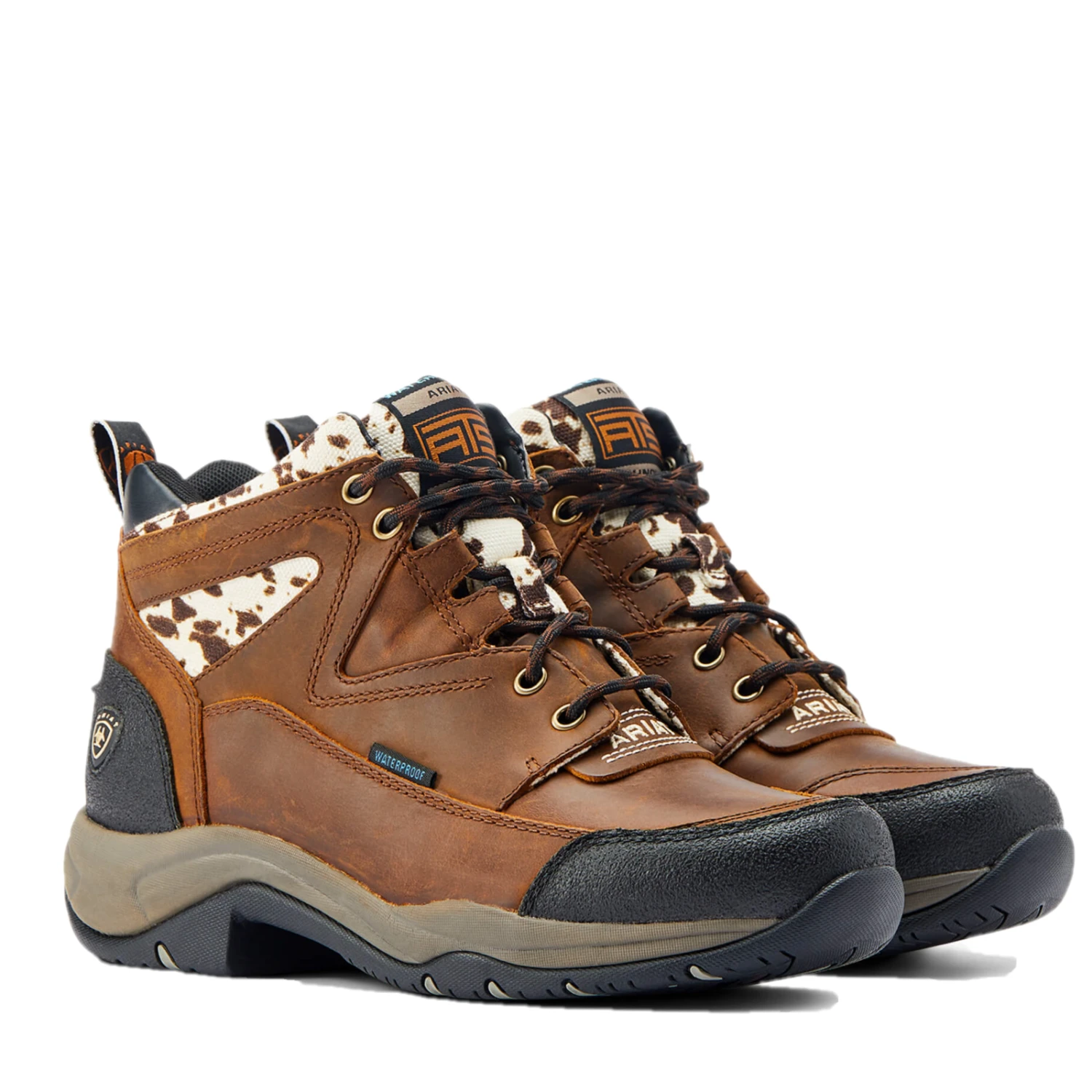 Ariat® Ladies Terrain H2O Distressed Brown & Speckled Cow Print Boots 10044538 - Image 7