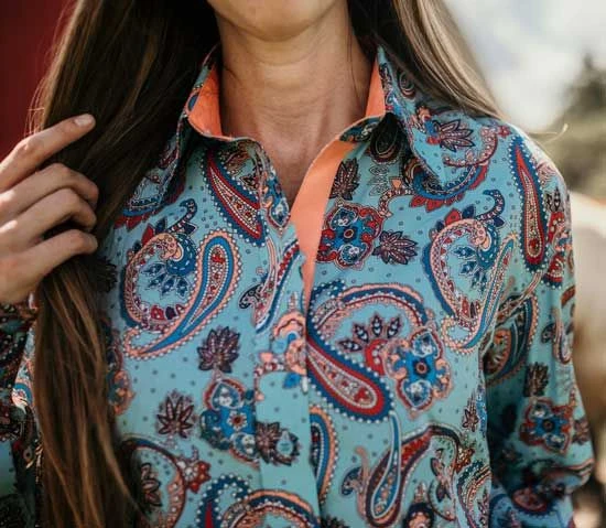 Blue And Orange Paisley Top - Image 4