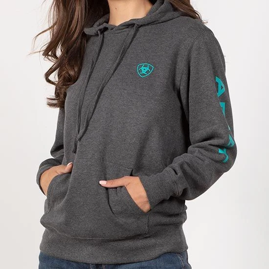 Ariat REAL Charcoal Logo Hoodie - Image 2