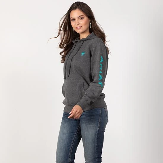 Ariat REAL Charcoal Logo Hoodie - Image 3