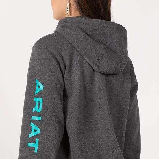 Ariat REAL Charcoal Logo Hoodie - Image 4