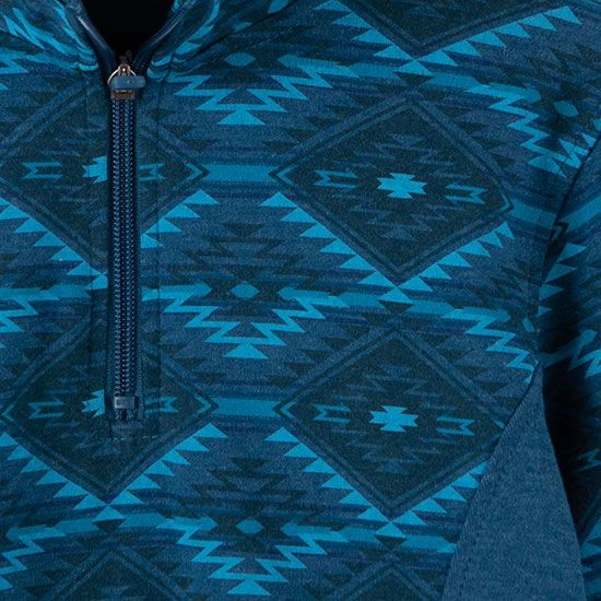 Powder River Girls' Turquoise Aztec Quarter Zip Pullover - Image 2