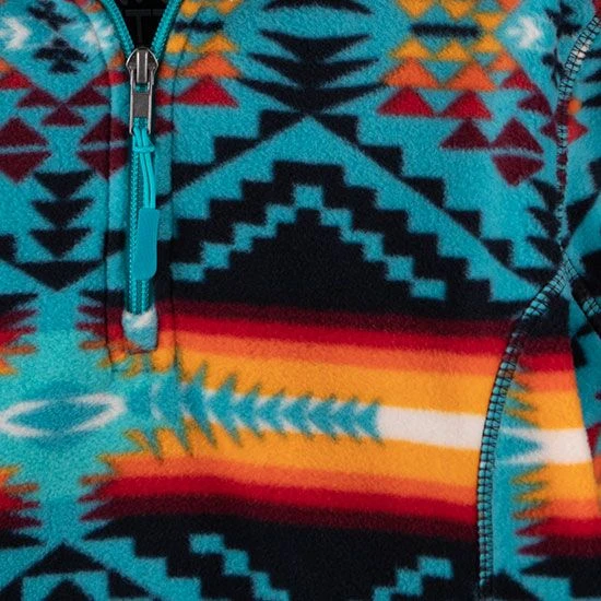 Powder River Girls' Teal Aztec Quarter Zip Pullover - Image 2
