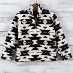 Roper Girls' Black Aztec Sherpa Pullover