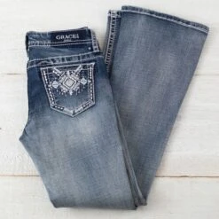 Grace In LA Girls' Aztec Bootcut Jeans