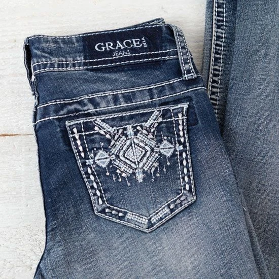 Grace In LA Girls' Aztec Bootcut Jeans - Image 2