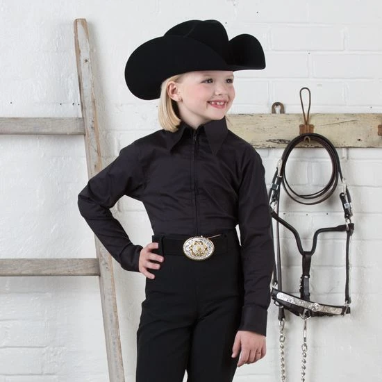 Girls' Black Zip Front Competition Top