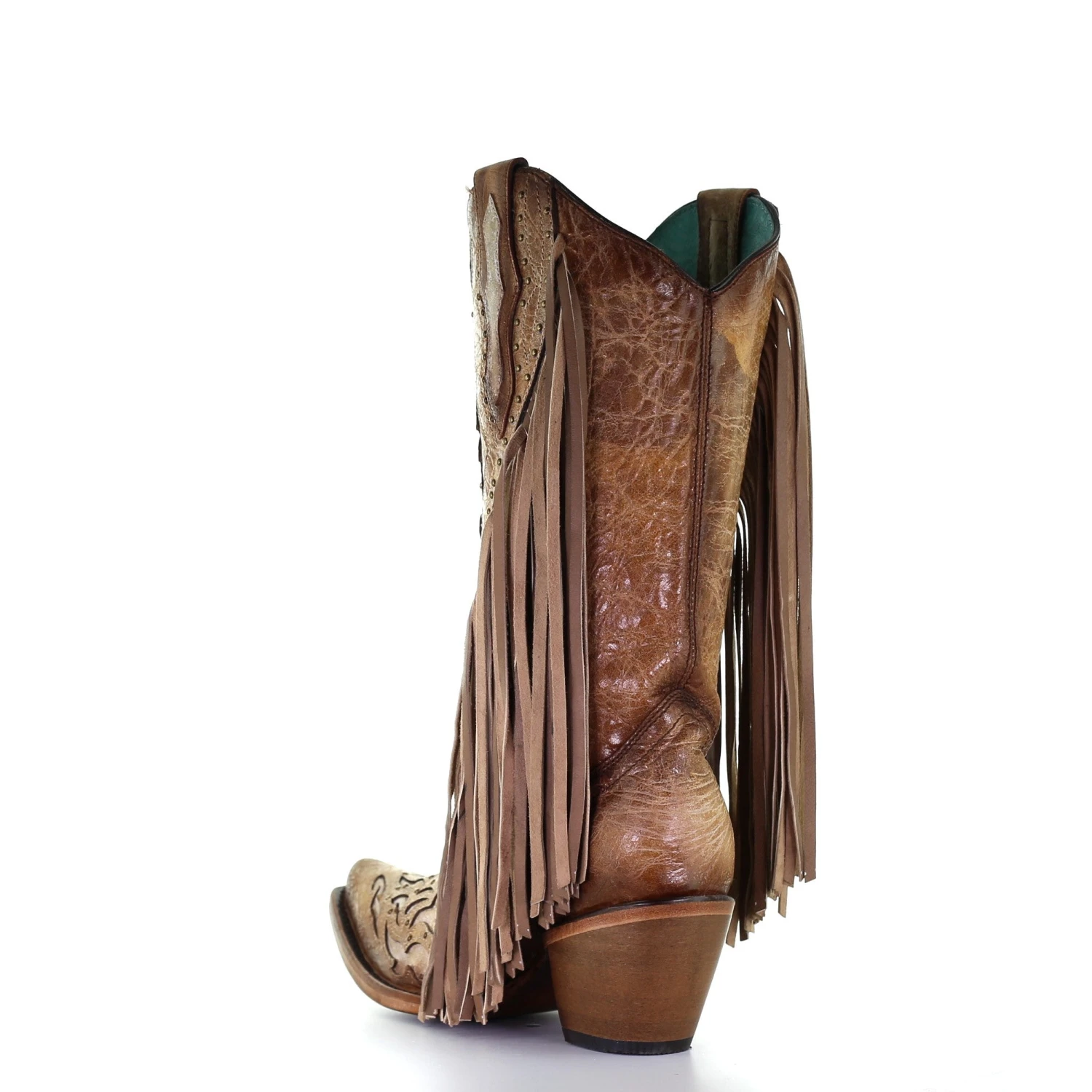 Corral Boots Corral Ladies Saddle Brown Lamb Inlay Embroidery & Fringe Boots C3766 - Image 3
