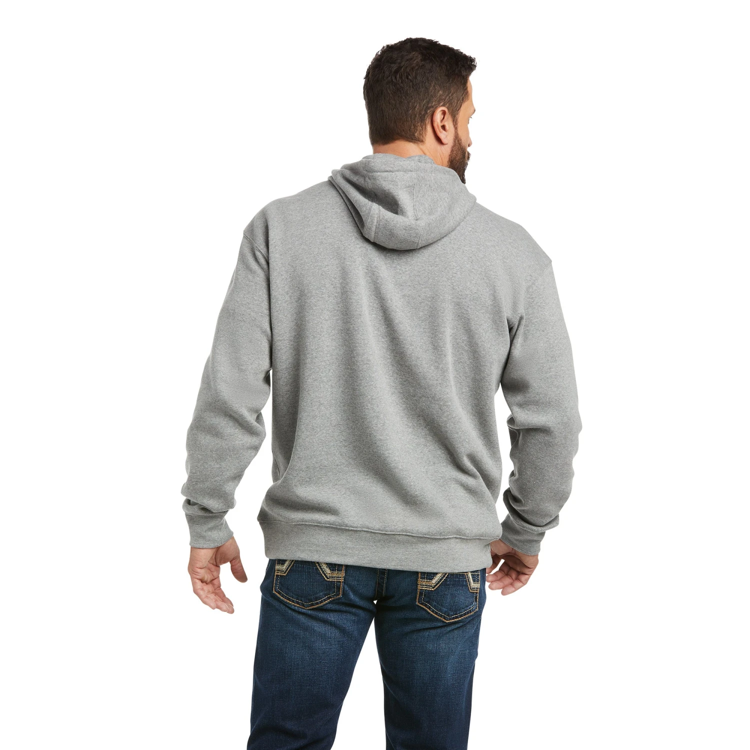 Ariat Men's Basic Heather Grey Raised Logo Sweatshirt Hoodie 10037265 - Image 2