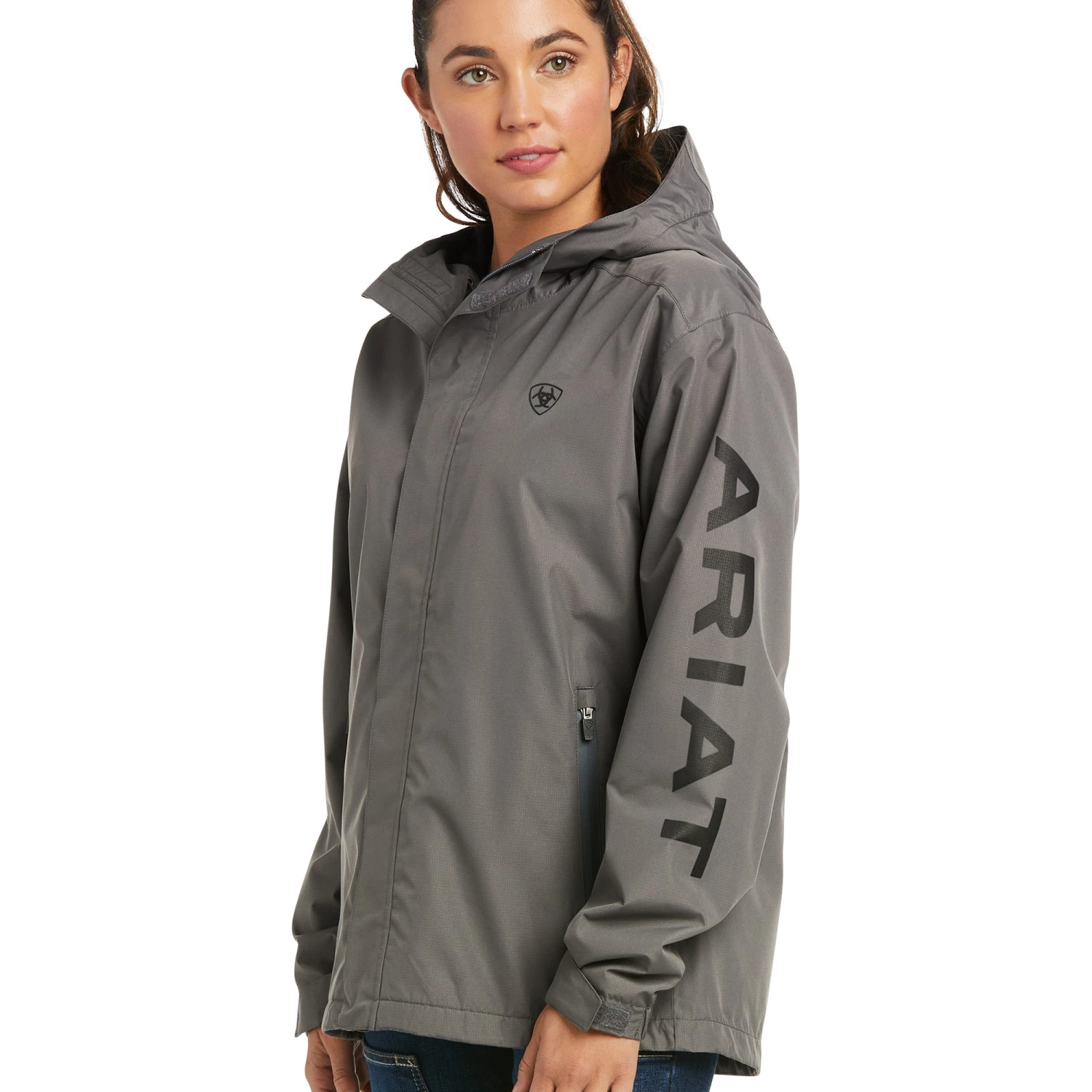 Ariat® Ladies Rebar Stormshell Logo Waterproof Grey Jacket 10037843 - Image 3