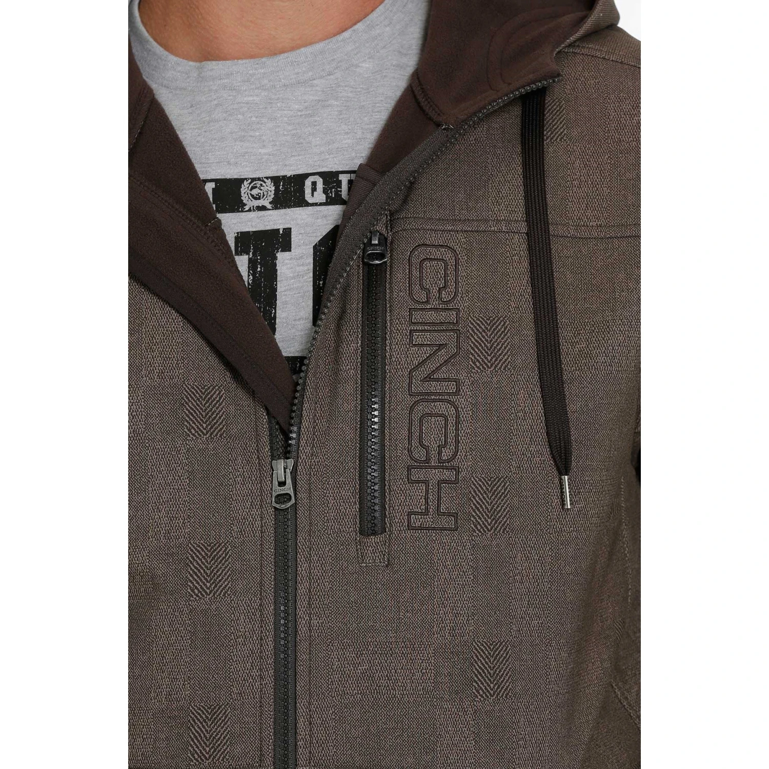 Cinch Men's Bonded Printed Brown Hooded Jacket MWJ1525002 - Image 4