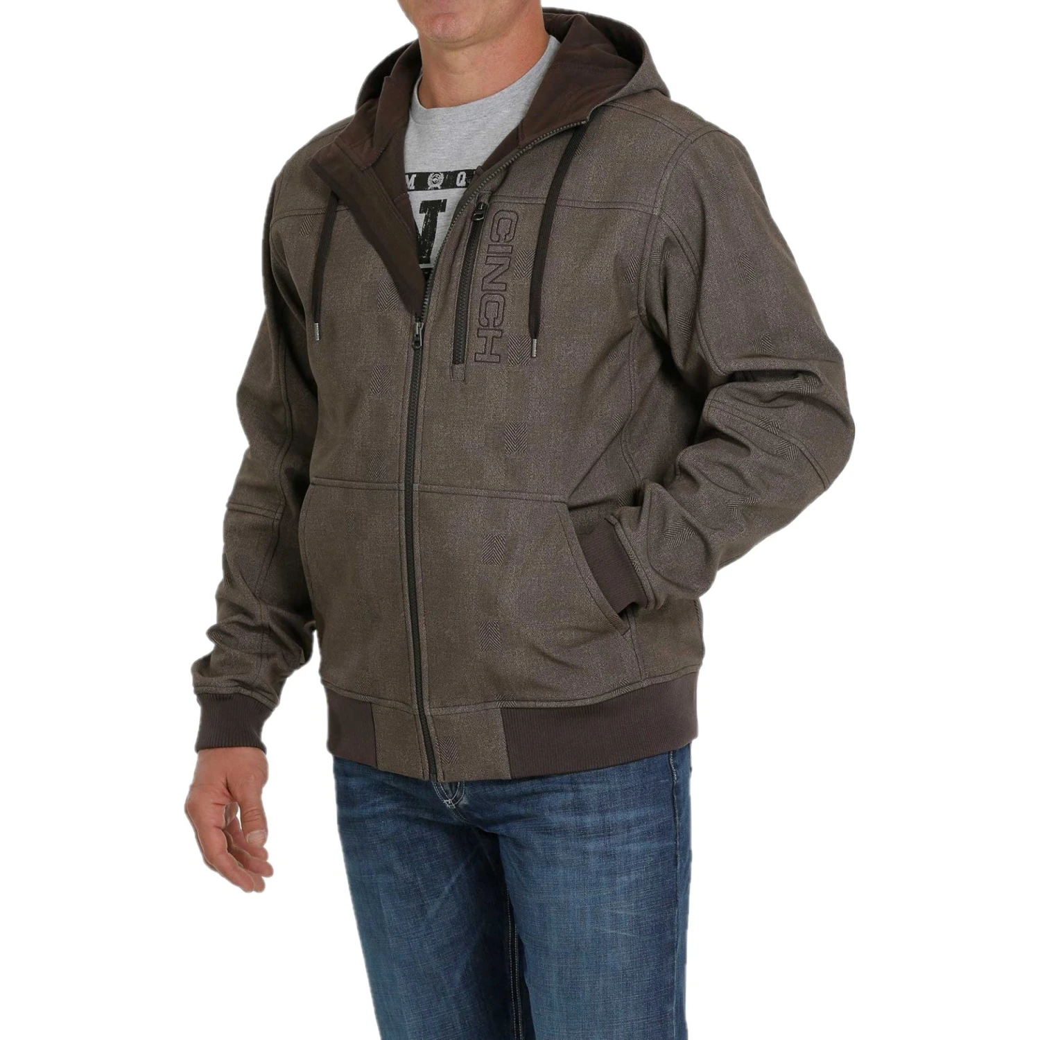 Cinch Men's Bonded Printed Brown Hooded Jacket MWJ1525002 - Image 3