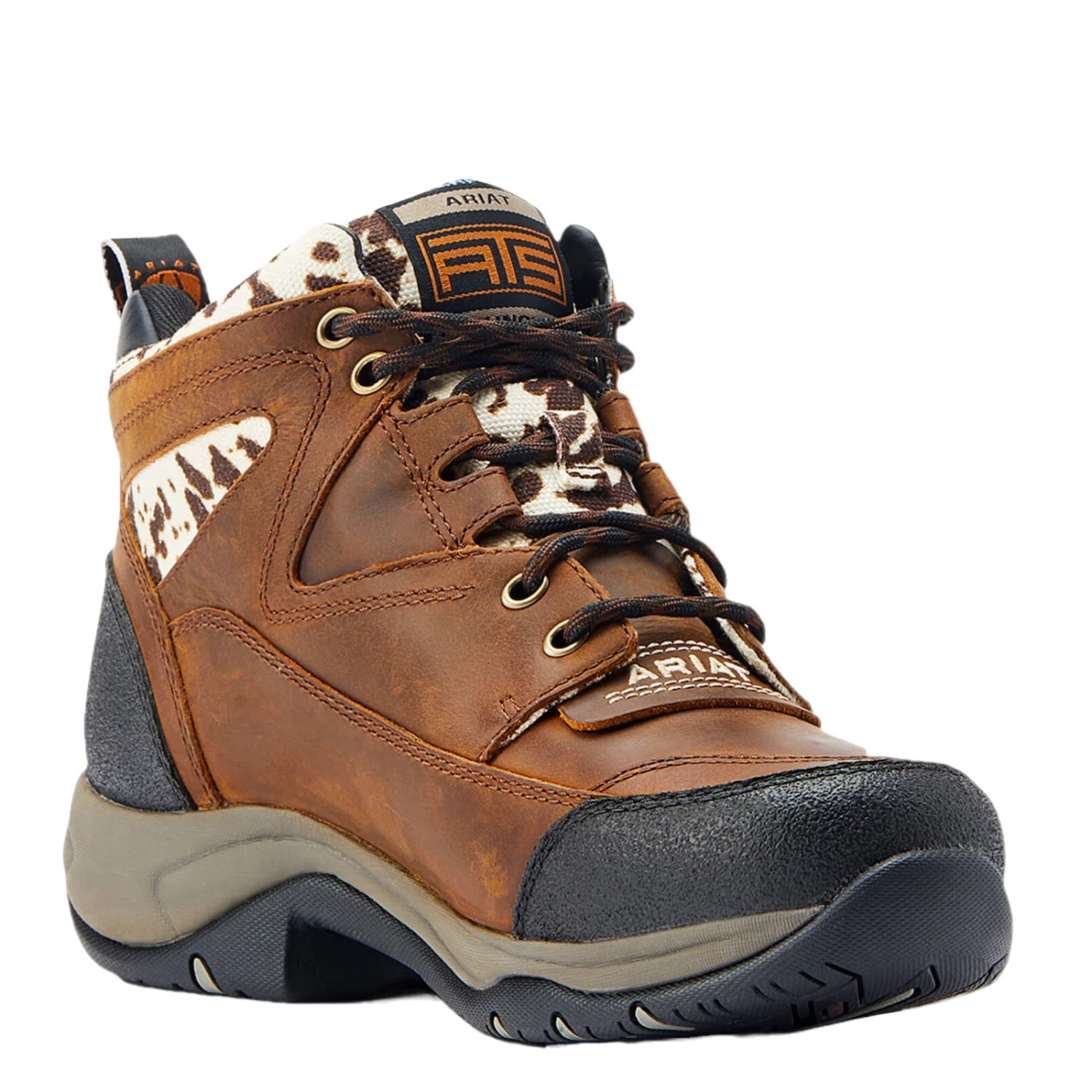 Ariat® Ladies Terrain H2O Distressed Brown & Speckled Cow Print Boots 10044538