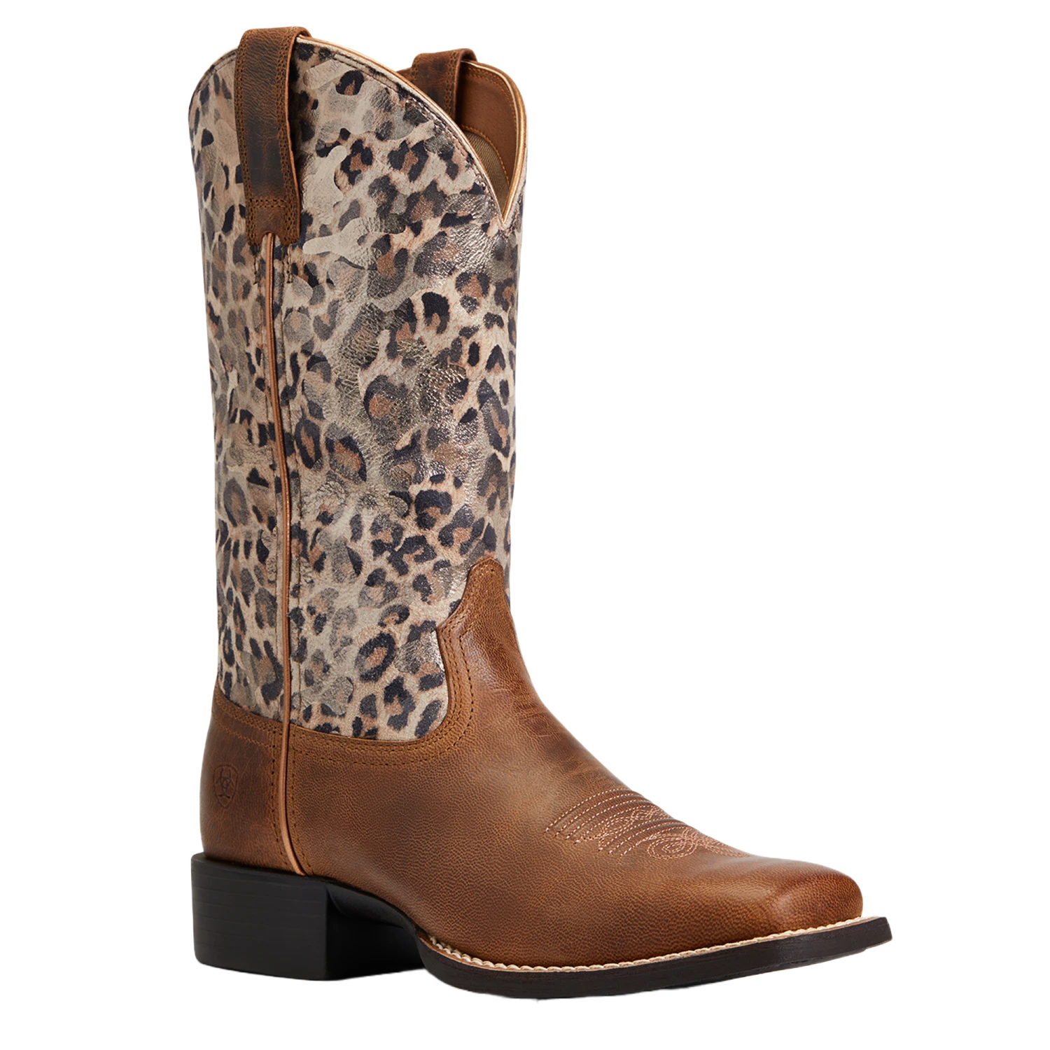 Ariat Ladies Round Up Pearl Brown & Leopard Wide Square 10040363