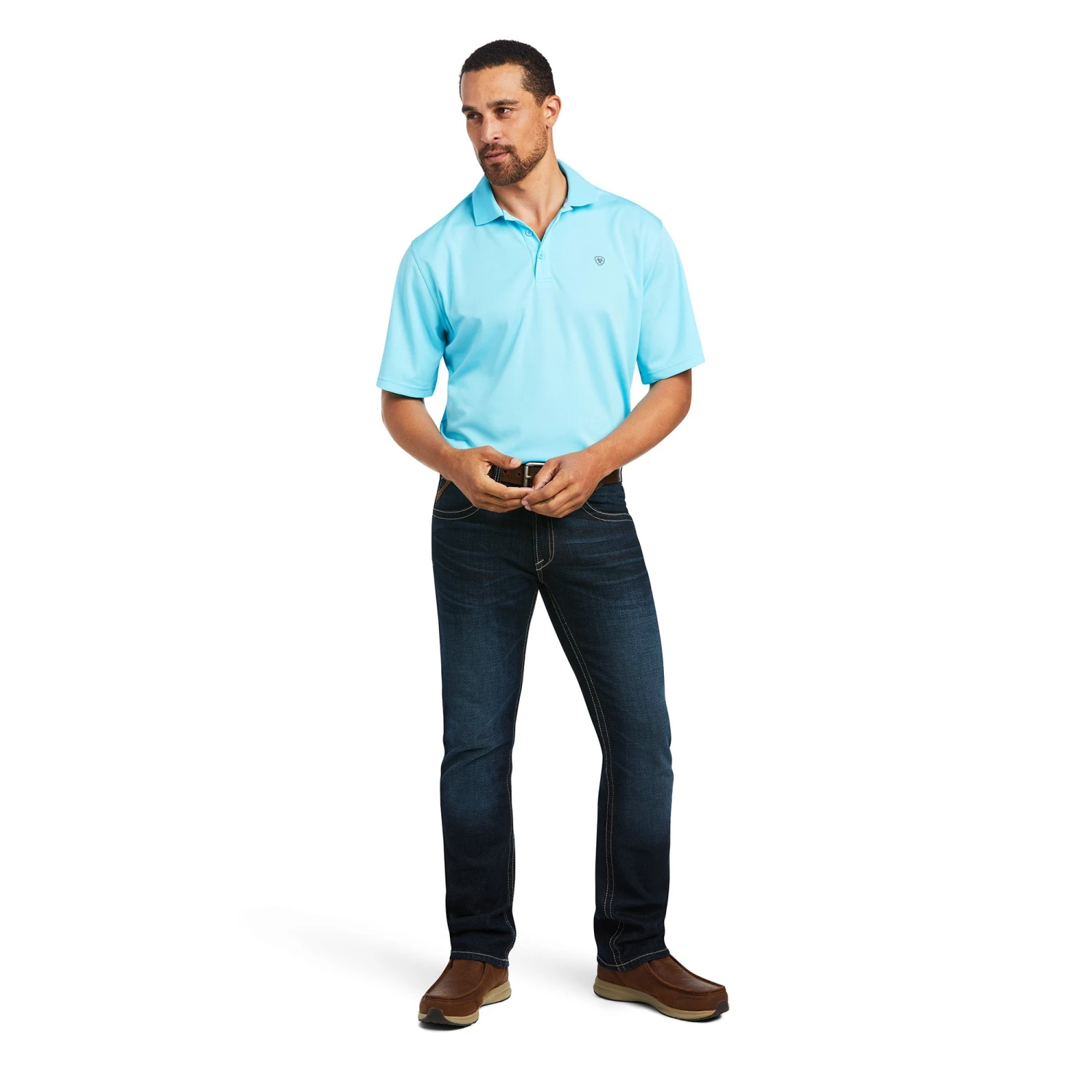 Ariat Men's Tek Polo Turquoise Short Sleeve Shirt 10039381