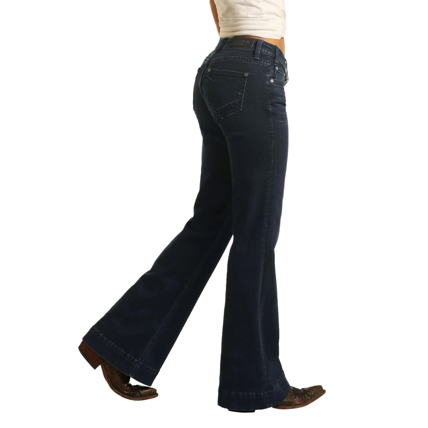 Rock & Roll Cowgirl Mid Rise Extra Stretch Dark Wash Jeans W8M4164 - Image 2